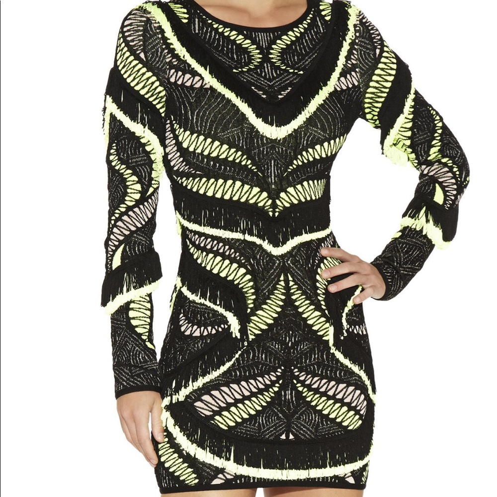 RAFAELA CROCHET MESH JACQUARD WITH FRINGE DRESS